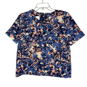 McGinn Floral Print Short Sleeve Top Open Back Women's Medium